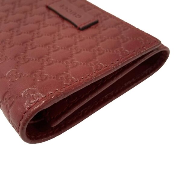 GUCCI Shimmerline/Micro Gucci Red Leather - Trifold Wallet 365-040125 - Picture 4 of 9